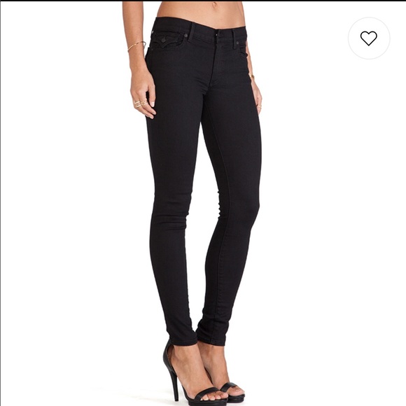 Halle Mid-Rise Super Skinny Black Jeans with Flaps - Picture 3 of 6